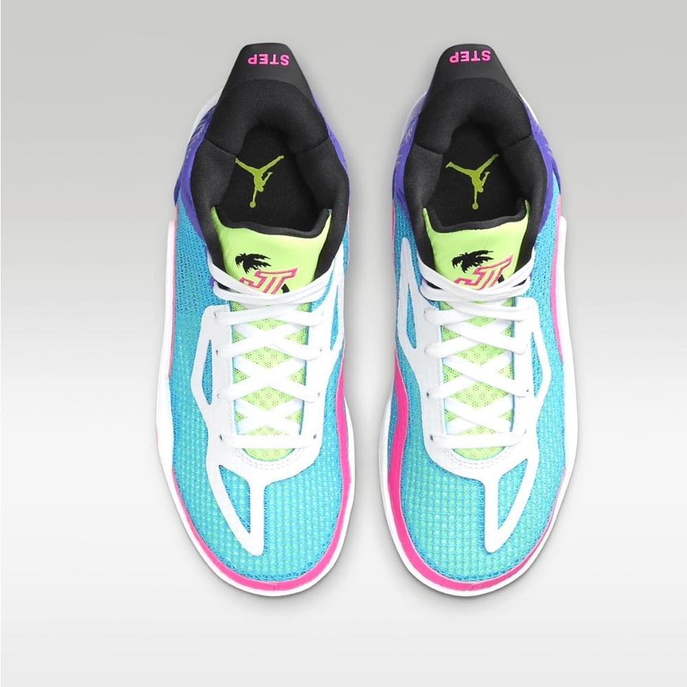 Jordan Sneakers in Teal, Neon Green & pink Black